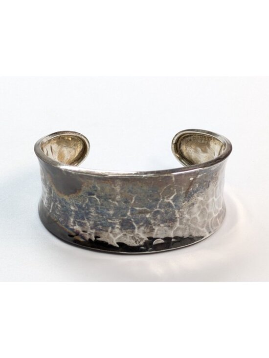Unbranded Jewelry - Vintage Mexico Sterling Silver 925 Hammered Cuff Bracelet 1" Wide ~ 26.7g